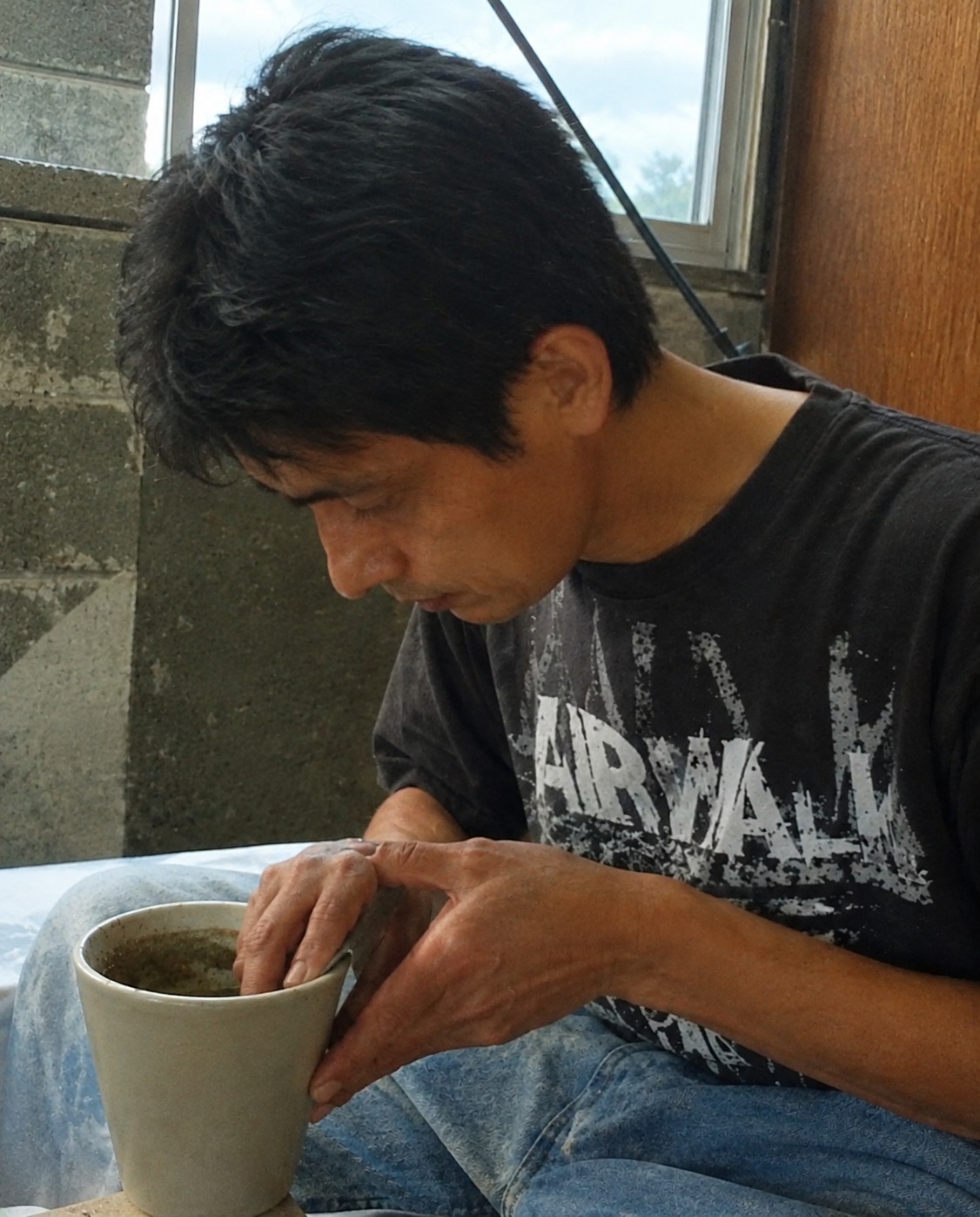 Masanori Tanaka at the wheel, Kitayama kiln
